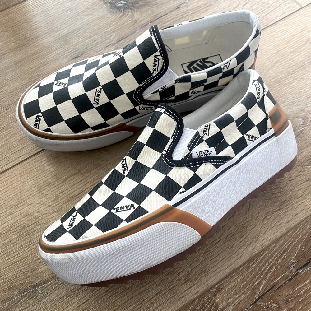 Checkered Stacked Platform Vans